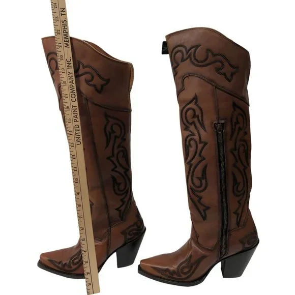 Dan Post Women's Seductress Western Boots - Snip Toe  22" Tall - Picture 4 of 12